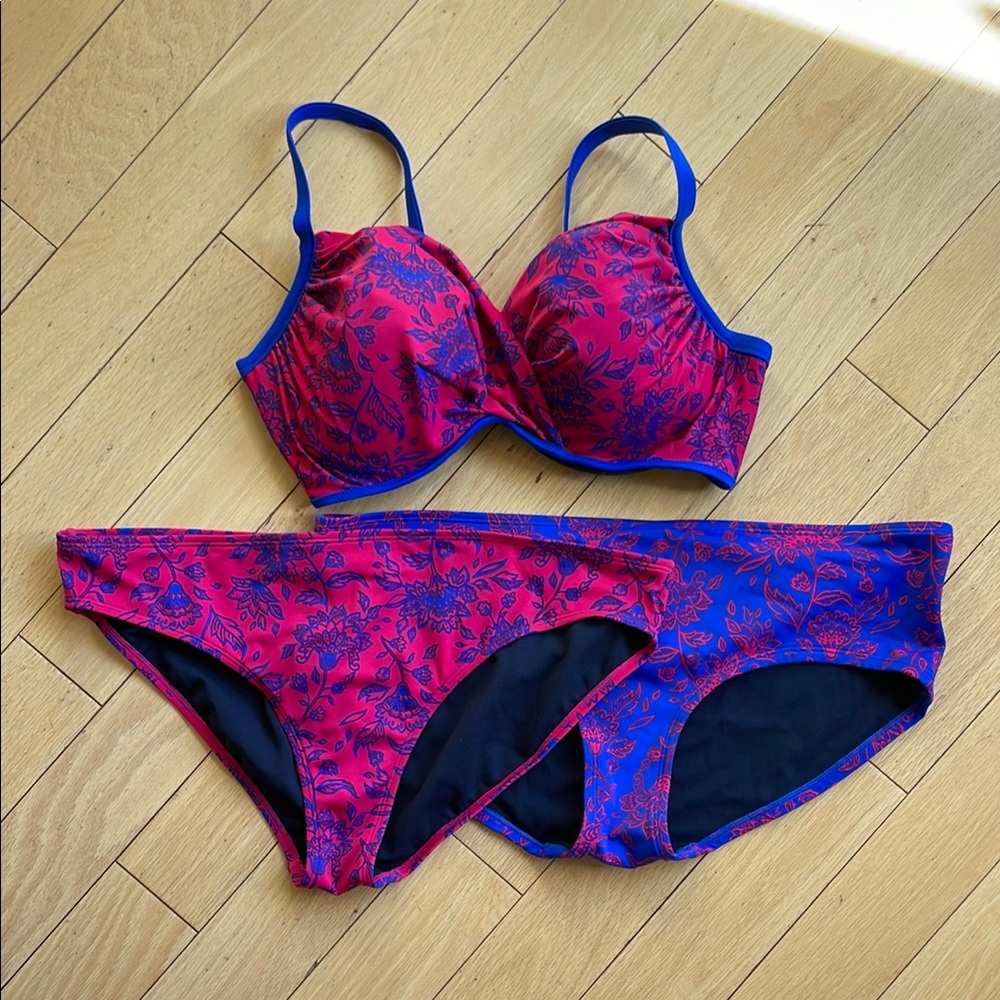 Boden Pink and Blue Floral Bikini Set